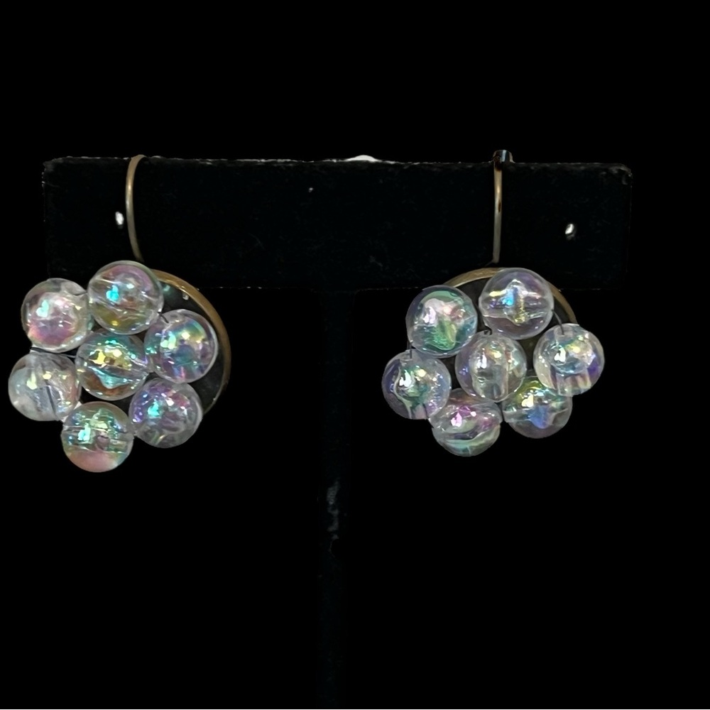 Vintage inspired Crystal Cluster Earrings set in brass
